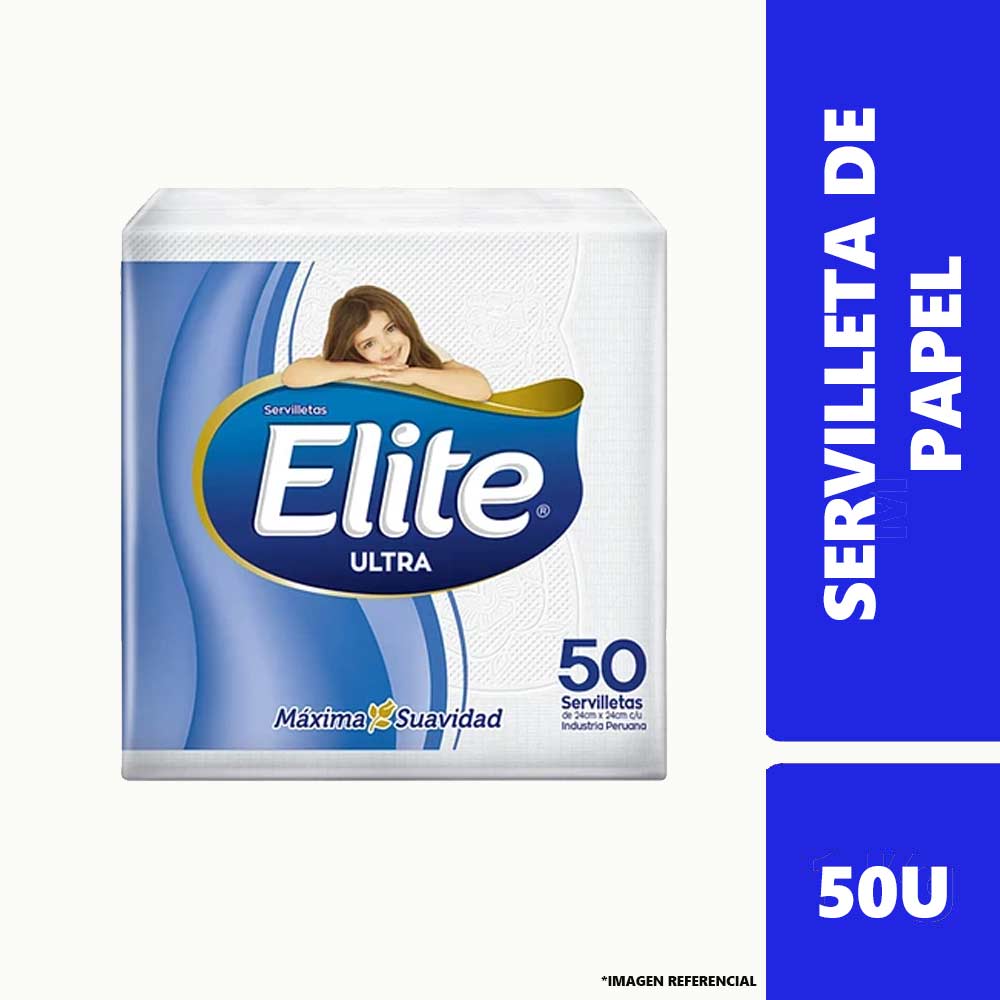 Servilleta Coctel Elite Blanca Paq 50u