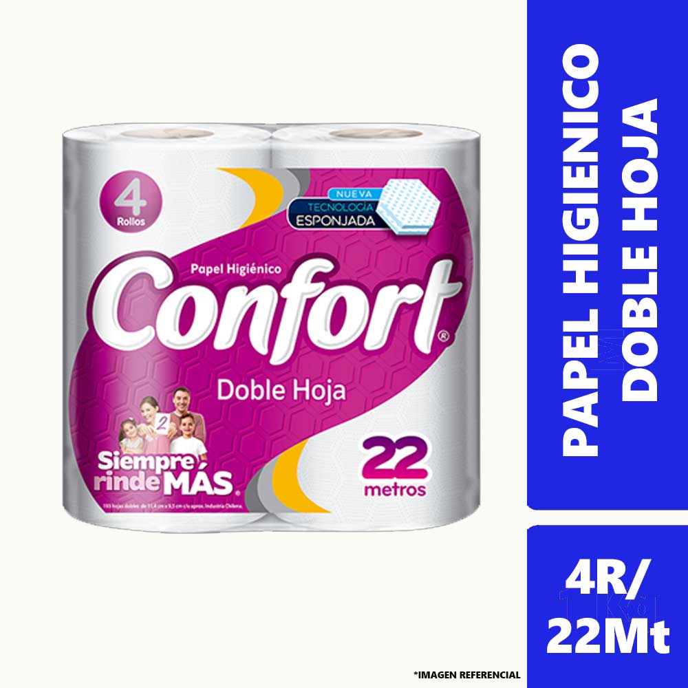 Papel Higienico Doble Hoja Confort 4rollosx22m