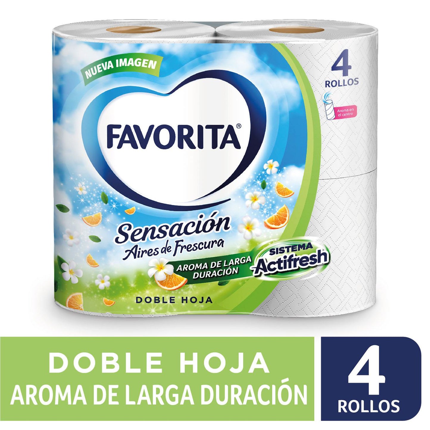 Papel Higienico Doble Hoja Favorita Sensacion 4rollosx22m