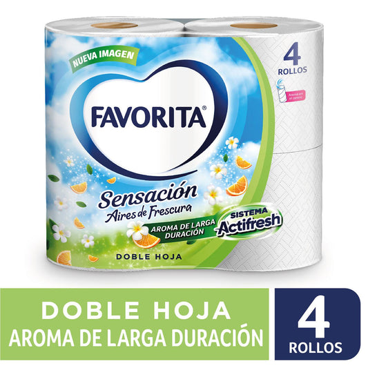 Papel Higienico Doble Hoja Favorita Sensacion 4rollosx22m