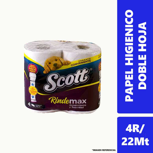 Papel Higienico Doble Hoja Scott Rindemax 4rollosx22m