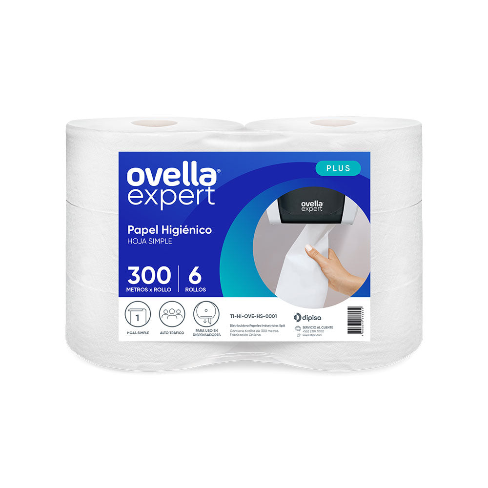 Papel Higiénico Jumbo Plus Una Hoja Ovella 300MT