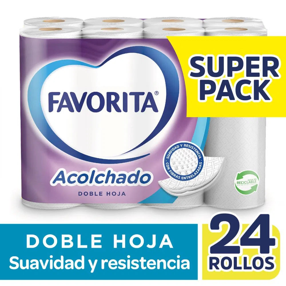 Papel Higiénico Favorita Acolchado Doble Hoja 24 Un 22 M