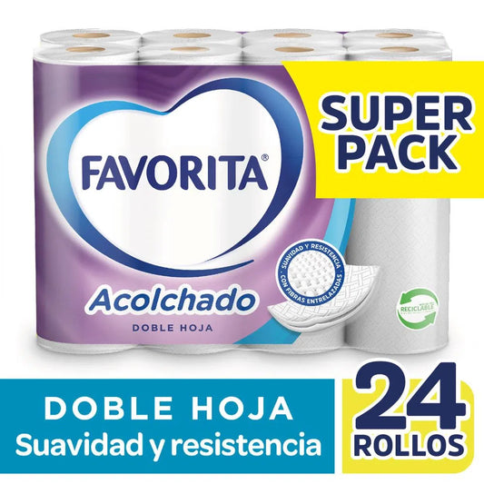 Papel Higiénico Favorita Acolchado Doble Hoja 24 Un 22 M