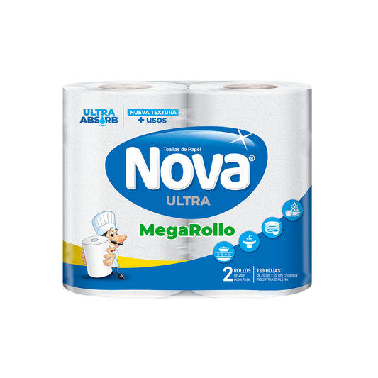 Toalla Papel Mega Rollo Nova Ultra 2 Rollos x 26 mt